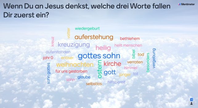 Ergebnis der Umfrage: Wenn Du an Jesus denkst, welche drei Worte fallen Dir zuerst ein?